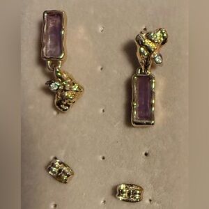 Alexis Bittar Brut Mismatched in Amethyst Drop Earrings